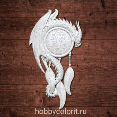 "Ловец снов с драконом" (M), Размер 36х70 мм.